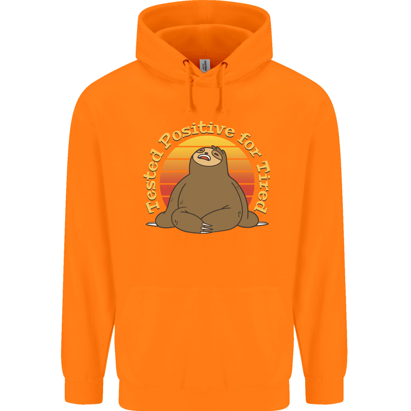 Sloth Tested Positive For Tired Funny Lazy Mens 80% Cotton Hoodie Orange