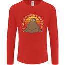 Sloth Tested Positive For Tired Funny Lazy Mens Long Sleeve T-Shirt Red