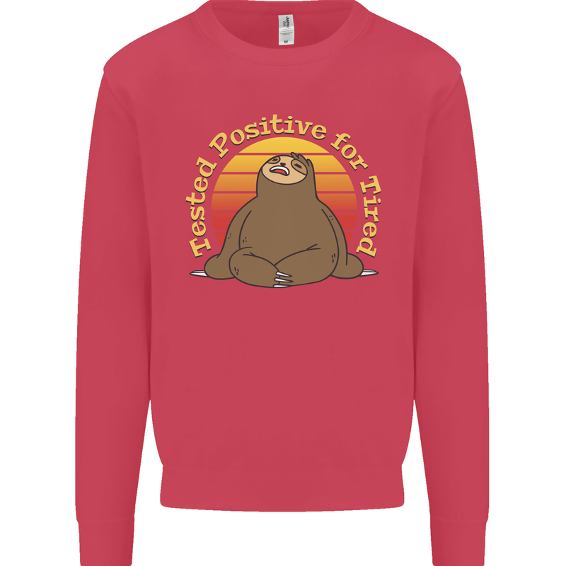 Sloth Tested Positive For Tired Funny Lazy Mens Sweatshirt Jumper Heliconia