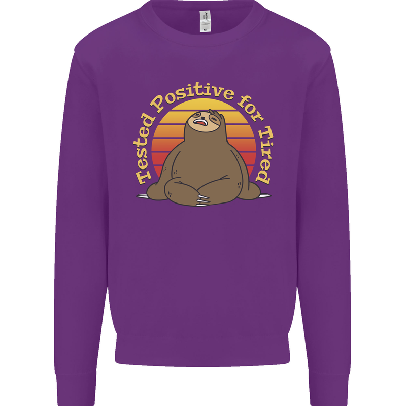 Sloth Tested Positive For Tired Funny Lazy Mens Sweatshirt Jumper Purple