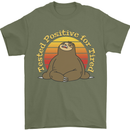 Sloth Tested Positive For Tired Funny Lazy Mens T-Shirt Cotton Gildan Military Green