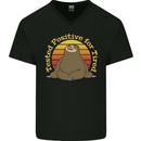 Sloth Tested Positive For Tired Funny Lazy Mens V-Neck Cotton T-Shirt Black