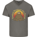 Sloth Tested Positive For Tired Funny Lazy Mens V-Neck Cotton T-Shirt Charcoal