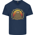 Sloth Tested Positive For Tired Funny Lazy Mens V-Neck Cotton T-Shirt Navy Blue
