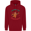 Sloth Wake Me Up When It's Christmas Childrens Kids Hoodie Red