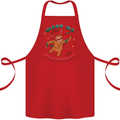 Sloth Wake Me Up When It's Christmas Cotton Apron 100% Organic Red