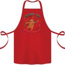Sloth Wake Me Up When It's Christmas Cotton Apron 100% Organic Red