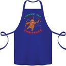 Sloth Wake Me Up When It's Christmas Cotton Apron 100% Organic Royal Blue