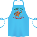 Sloth Wake Me Up When It's Christmas Cotton Apron 100% Organic Turquoise