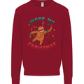 Sloth Wake Me Up When It's Christmas Kids Sweatshirt Jumper Red