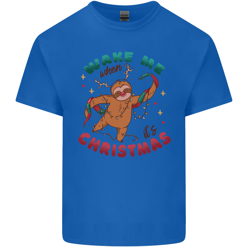 Sloth Wake Me Up When It's Christmas Kids T-Shirt Childrens Royal Blue