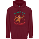 Sloth Wake Me Up When It's Christmas Mens 80% Cotton Hoodie Maroon