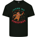 Sloth Wake Me Up When It's Christmas Mens Cotton T-Shirt Tee Top Black