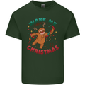 Sloth Wake Me Up When It's Christmas Mens Cotton T-Shirt Tee Top Forest Green