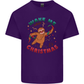 Sloth Wake Me Up When It's Christmas Mens Cotton T-Shirt Tee Top Purple
