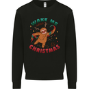 Sloth Wake Me Up When It's Christmas Mens Sweatshirt Jumper Black