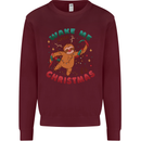 Sloth Wake Me Up When It's Christmas Mens Sweatshirt Jumper Maroon