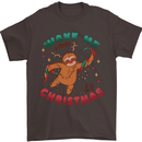 Sloth Wake Me Up When It's Christmas Mens T-Shirt Cotton Gildan Dark Chocolate