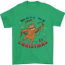 Sloth Wake Me Up When It's Christmas Mens T-Shirt Cotton Gildan Irish Green