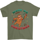 Sloth Wake Me Up When It's Christmas Mens T-Shirt Cotton Gildan Military Green