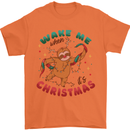 Sloth Wake Me Up When It's Christmas Mens T-Shirt Cotton Gildan Orange
