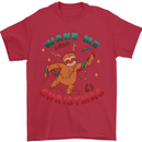 Sloth Wake Me Up When It's Christmas Mens T-Shirt Cotton Gildan Red