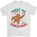 Sloth Wake Me Up When It's Christmas Mens T-Shirt Cotton Gildan White