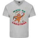 Sloth Wake Me Up When It's Christmas Mens V-Neck Cotton T-Shirt Sports Grey