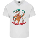 Sloth Wake Me Up When It's Christmas Mens V-Neck Cotton T-Shirt White