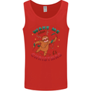 Sloth Wake Me Up When It's Christmas Mens Vest Tank Top Red