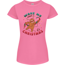 Sloth Wake Me Up When It's Christmas Womens Petite Cut T-Shirt Azalea