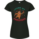 Sloth Wake Me Up When It's Christmas Womens Petite Cut T-Shirt Black