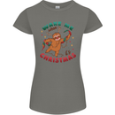 Sloth Wake Me Up When It's Christmas Womens Petite Cut T-Shirt Charcoal