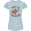 Sloth Wake Me Up When It's Christmas Womens Petite Cut T-Shirt Light Blue