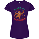 Sloth Wake Me Up When It's Christmas Womens Petite Cut T-Shirt Purple