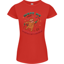Sloth Wake Me Up When It's Christmas Womens Petite Cut T-Shirt Red