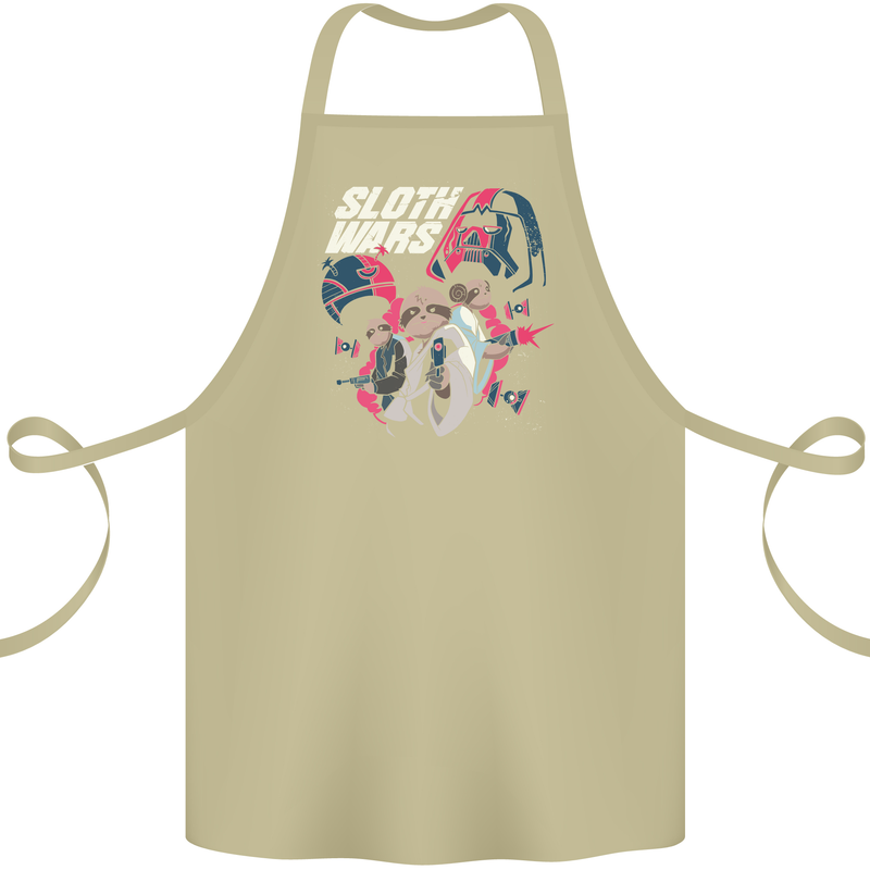 Sloth Wars Funny TV & Movie Parody Cotton Apron 100% Organic Khaki