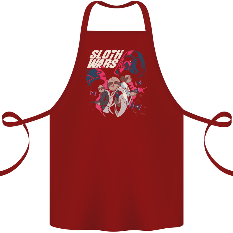 Sloth Wars Funny TV & Movie Parody Cotton Apron 100% Organic Maroon