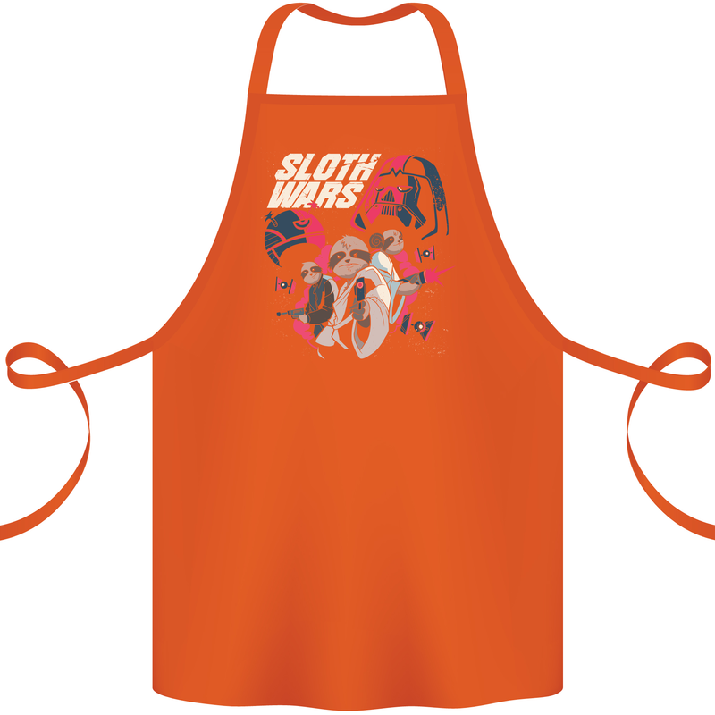 Sloth Wars Funny TV & Movie Parody Cotton Apron 100% Organic Orange