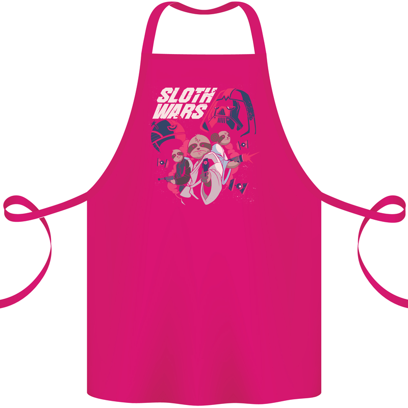 Sloth Wars Funny TV & Movie Parody Cotton Apron 100% Organic Pink