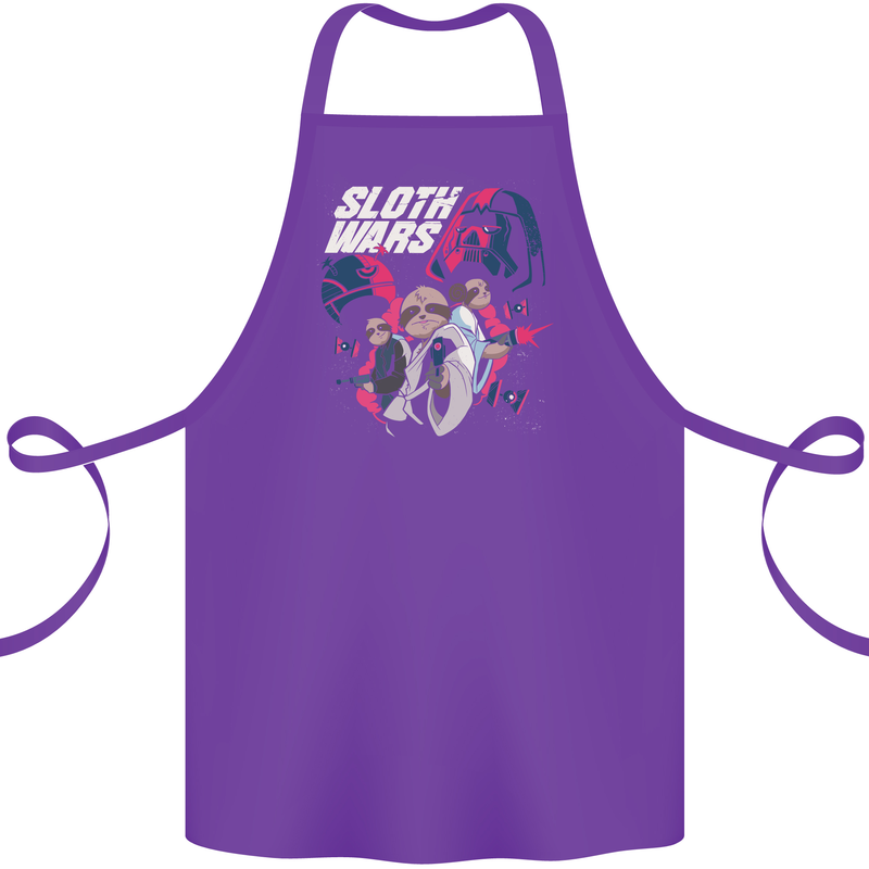Sloth Wars Funny TV & Movie Parody Cotton Apron 100% Organic Purple