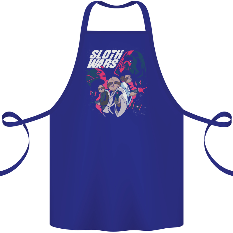Sloth Wars Funny TV & Movie Parody Cotton Apron 100% Organic Royal Blue