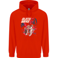 Sloth Wars Funny TV & Movie Parody Mens 80% Cotton Hoodie Bright Red