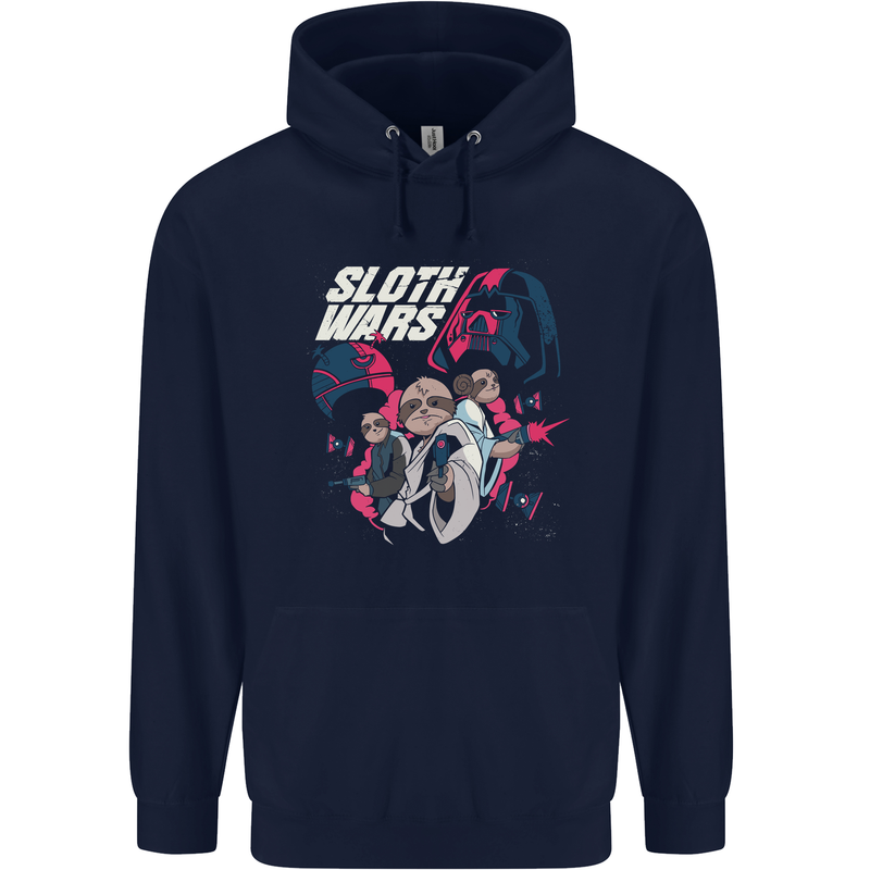 Sloth Wars Funny TV & Movie Parody Mens 80% Cotton Hoodie Navy Blue