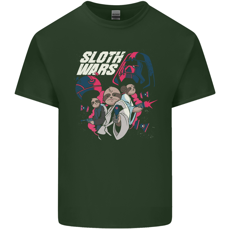 Sloth Wars Funny TV & Movie Parody Mens Cotton T-Shirt Tee Top Forest Green