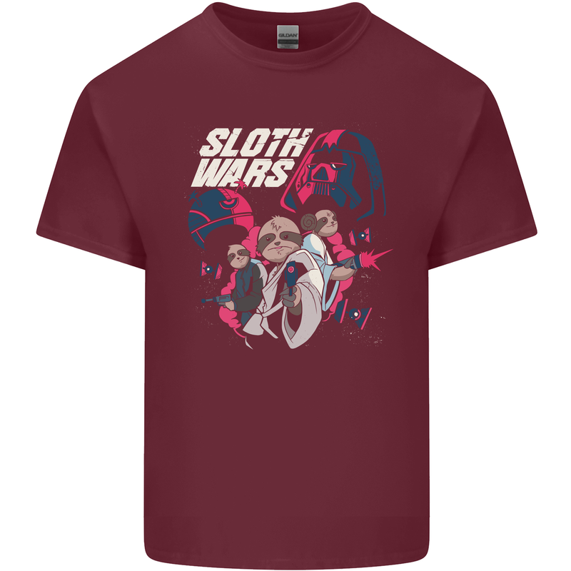 Sloth Wars Funny TV & Movie Parody Mens Cotton T-Shirt Tee Top Maroon