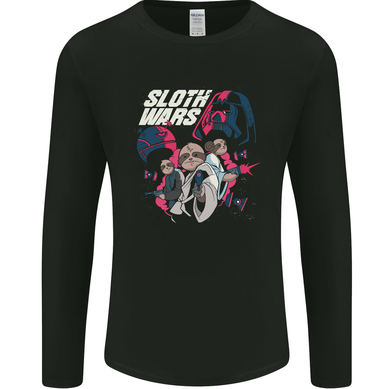 Sloth Wars Funny TV & Movie Parody Mens Long Sleeve T-Shirt Black