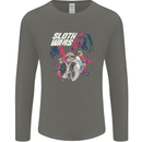 Sloth Wars Funny TV & Movie Parody Mens Long Sleeve T-Shirt Charcoal