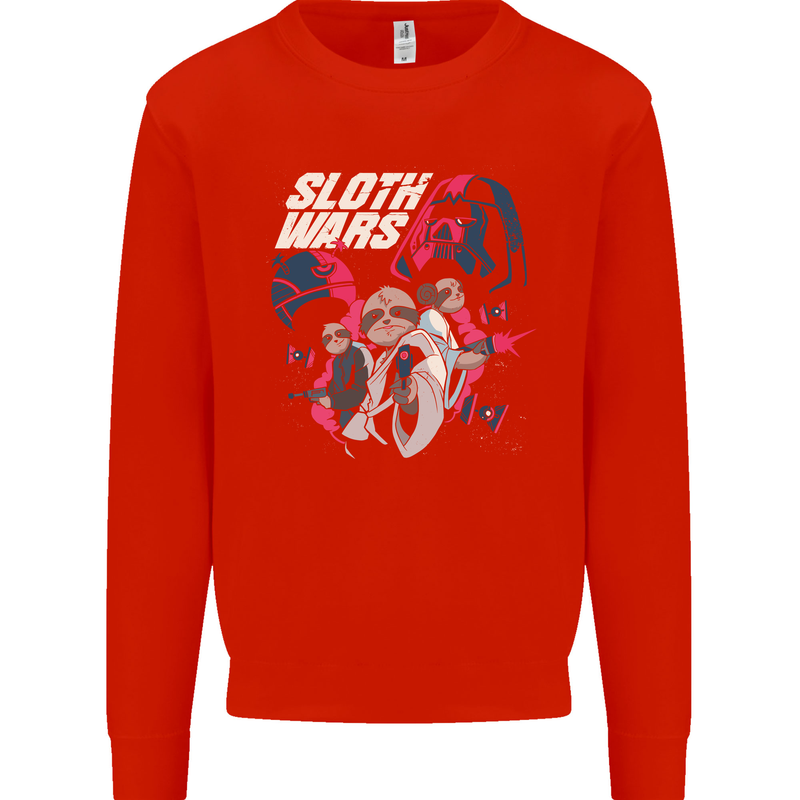 Sloth Wars Funny TV & Movie Parody Mens Sweatshirt Jumper Bright Red