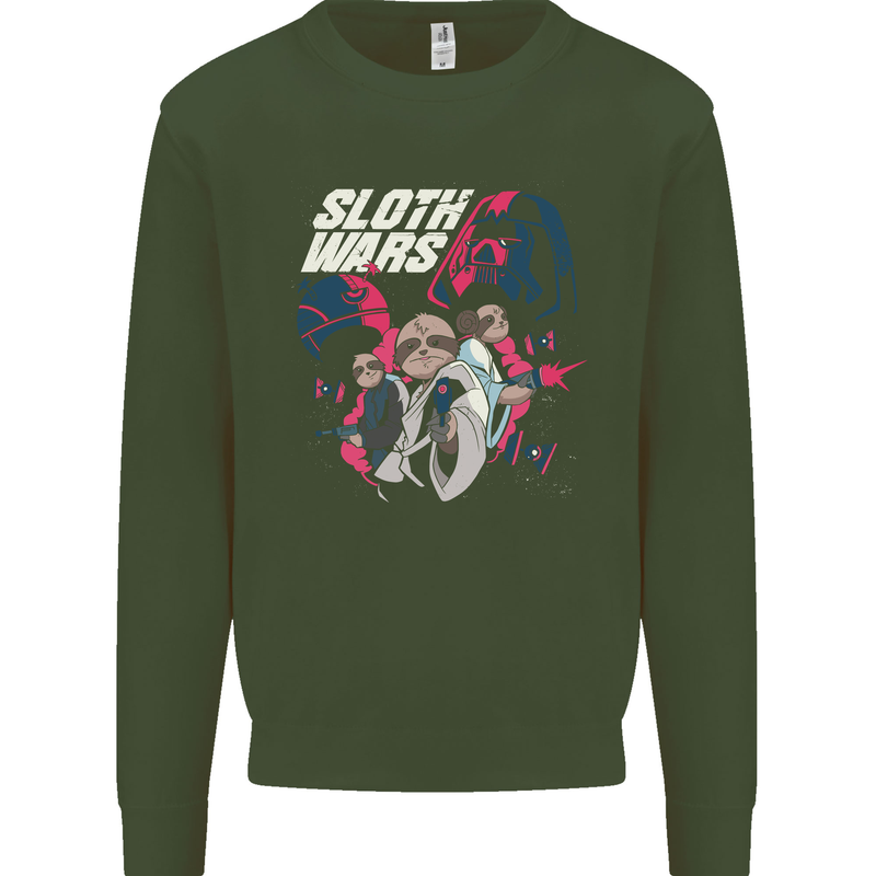Sloth Wars Funny TV & Movie Parody Mens Sweatshirt Jumper Forest Green